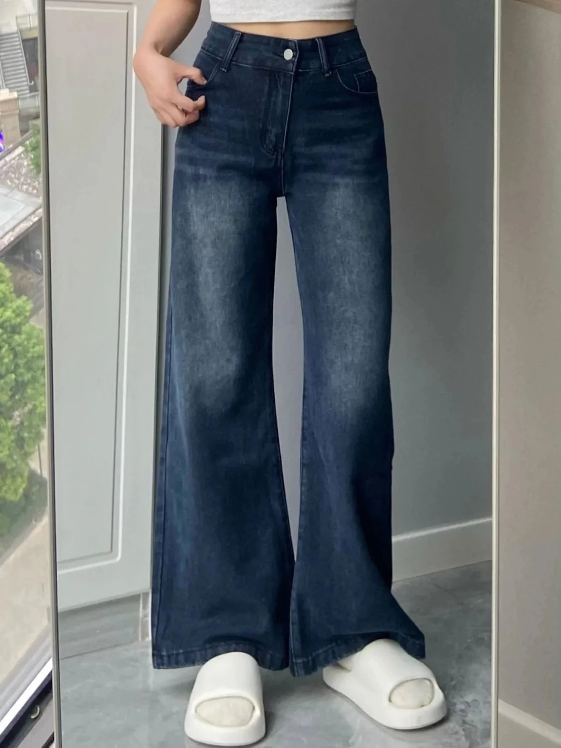 High Waist Flare Jeans Casual Trousers Women Autumn